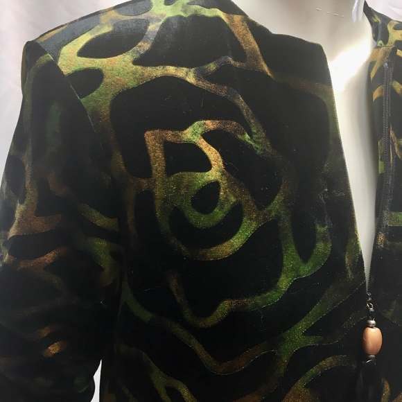 Vtg 80s 90s Diamond Tea kaftan velour velvet zip robe caftan dres house coat zip - Picture 3 of 5